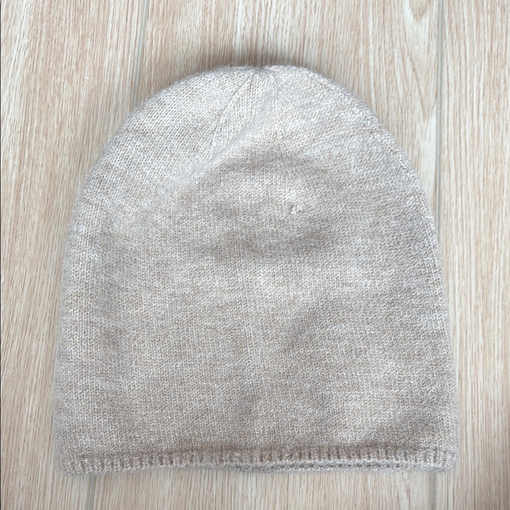 Cozy Beige Zara cashmere Knit Beanie